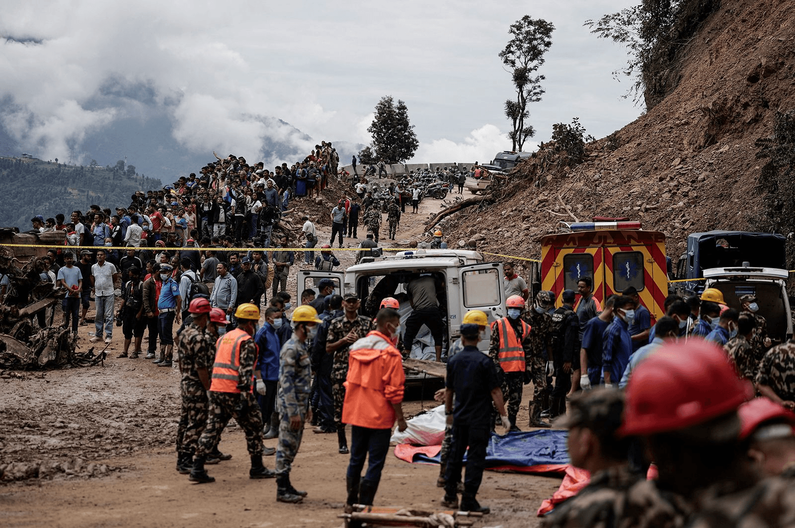 Emergency Rescue Rafts Evacuating Cut-Off Families